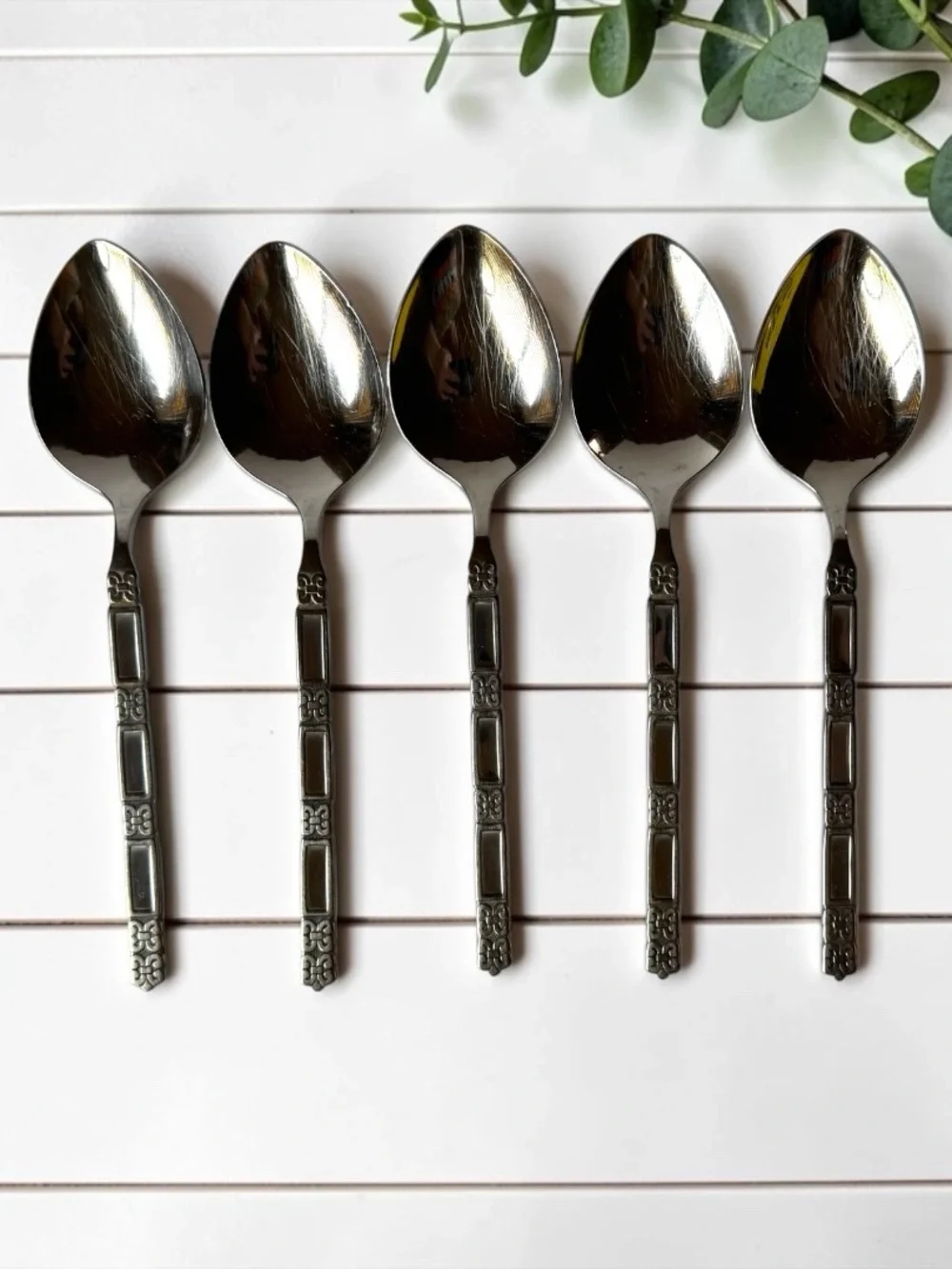 Oneida Community Madrid Stainless Steel Teaspoons Set of 5 Vintage Flatware